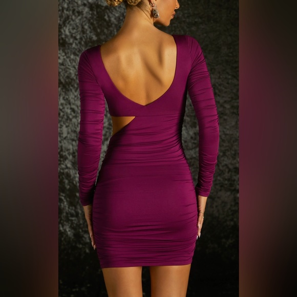 OhPolly - sweet nothings long sleeve mini dress in purple - Picture 3 of 4